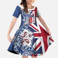 Hawaiian Manta Ray and Turtle Tribal Tattoo Family Matching Mermaid Dress and Hawaiian Shirt With Hawaii Flag and Flowers