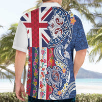 Hawaiian Manta Ray and Turtle Tribal Tattoo Hawaiian Shirt With Hawaii Flag and Flowers