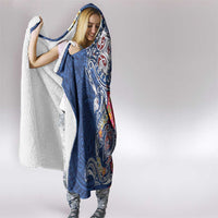Hawaiian Manta Ray and Turtle Tribal Tattoo Hooded Blanket With Hawaii Flag and Flowers LT03 - Polynesian Pride