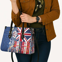Hawaiian Manta Ray and Turtle Tribal Tattoo Leather Bag With Hawaii Flag and Flowers LT03 - Polynesian Pride