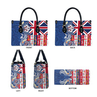 Hawaiian Manta Ray and Turtle Tribal Tattoo Leather Bag With Hawaii Flag and Flowers LT03 - Polynesian Pride