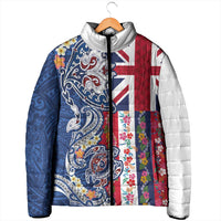 Hawaiian Manta Ray and Turtle Tribal Tattoo Padded Jacket With Hawaii Flag and Flowers LT03 - Polynesian Pride