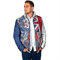 Hawaiian Manta Ray and Turtle Tribal Tattoo Padded Jacket With Hawaii Flag and Flowers LT03 - Polynesian Pride