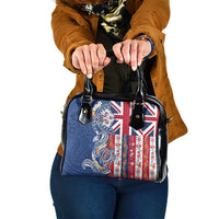 Hawaiian Manta Ray and Turtle Tribal Tattoo Shoulder Handbag With Hawaii Flag and Flowers