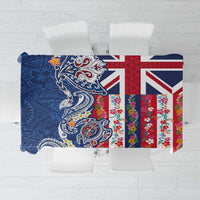 Hawaiian Manta Ray and Turtle Tribal Tattoo Tablecloth With Hawaii Flag and Flowers LT03 Multicolor - Polynesian Pride