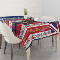 Hawaiian Manta Ray and Turtle Tribal Tattoo Tablecloth With Hawaii Flag and Flowers LT03 - Polynesian Pride