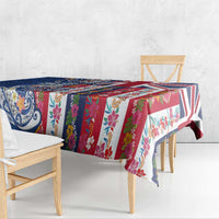 Hawaiian Manta Ray and Turtle Tribal Tattoo Tablecloth With Hawaii Flag and Flowers LT03 - Polynesian Pride