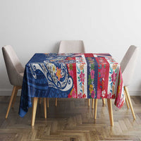 Hawaiian Manta Ray and Turtle Tribal Tattoo Tablecloth With Hawaii Flag and Flowers LT03 - Polynesian Pride
