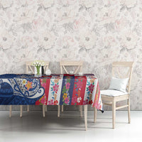 Hawaiian Manta Ray and Turtle Tribal Tattoo Tablecloth With Hawaii Flag and Flowers LT03 - Polynesian Pride