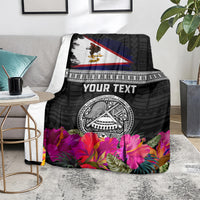 Personalized American Samoa Flag Day Blanket Tanoa and Fue mix Hibiscus Flower Polynesian Pattern LT03 - Polynesian Pride
