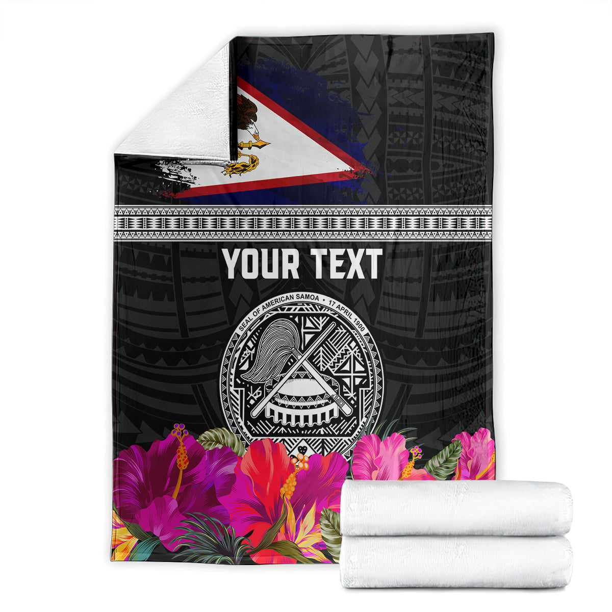 Personalized American Samoa Flag Day Blanket Tanoa and Fue mix Hibiscus Flower Polynesian Pattern LT03 - Polynesian Pride