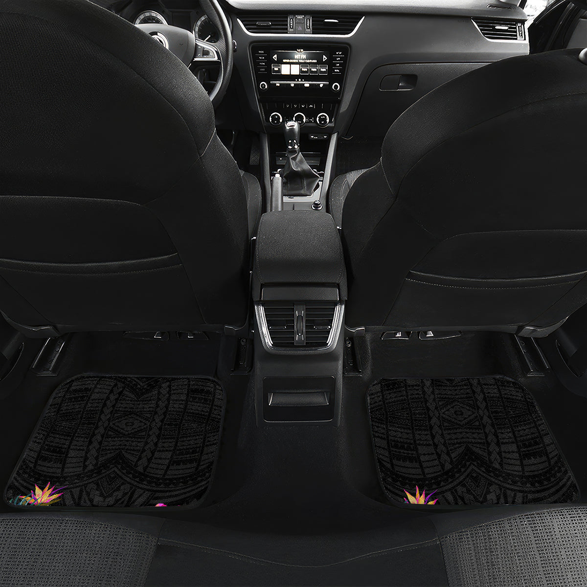 Personalized American Samoa Flag Day Car Mats Tanoa and Fue mix Hibiscus Flower Polynesian Pattern LT03 Set 2pcs - Back Black - Polynesian Pride