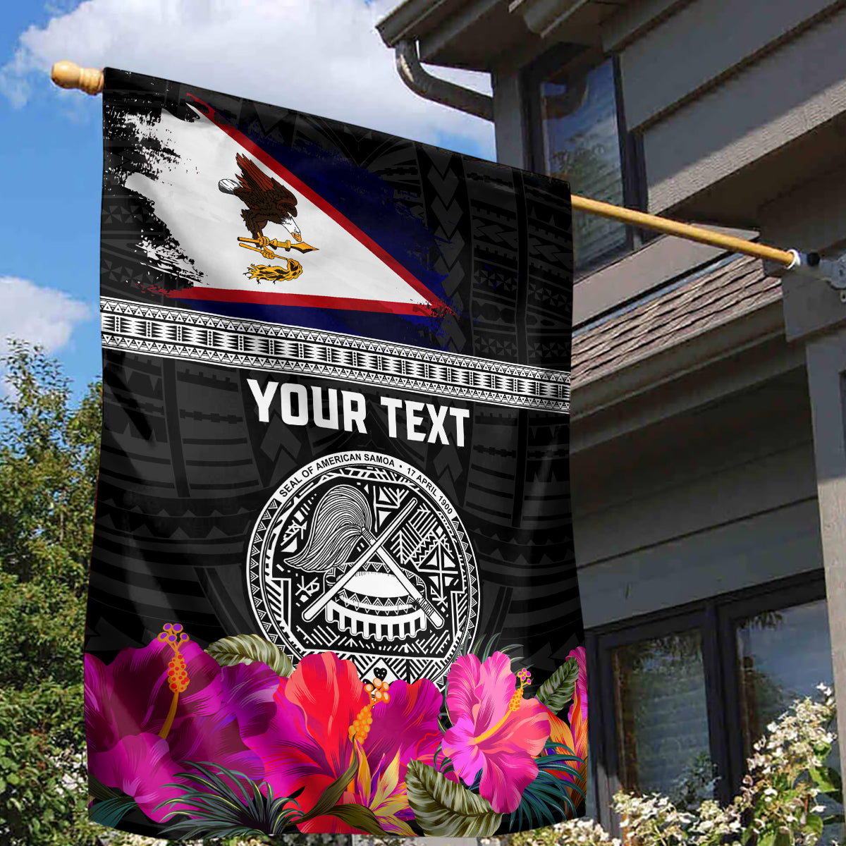 Personalized American Samoa Flag Day Garden Flag Tanoa and Fue mix Hibiscus Flower Polynesian Pattern LT03 - Polynesian Pride