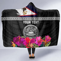 Personalized American Samoa Flag Day Hooded Blanket Tanoa and Fue mix Hibiscus Flower Polynesian Pattern LT03 - Polynesian Pride