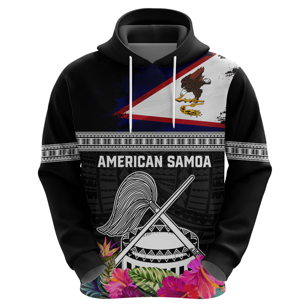 Personalized American Samoa Flag Day Hoodie Tanoa and Fue mix Hibiscus Flower Polynesian Pattern LT03 - Polynesian Pride