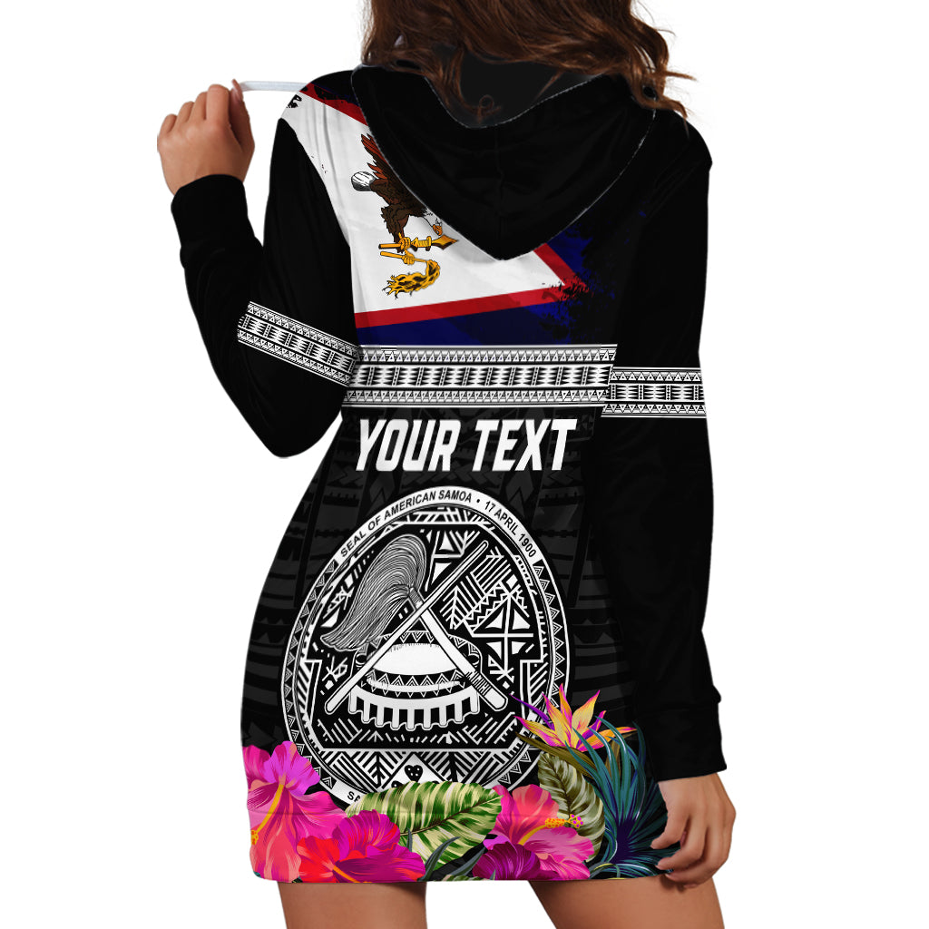 Personalized American Samoa Flag Day Hoodie Dress Tanoa and Fue mix Hibiscus Flower Polynesian Pattern LT03 - Polynesian Pride