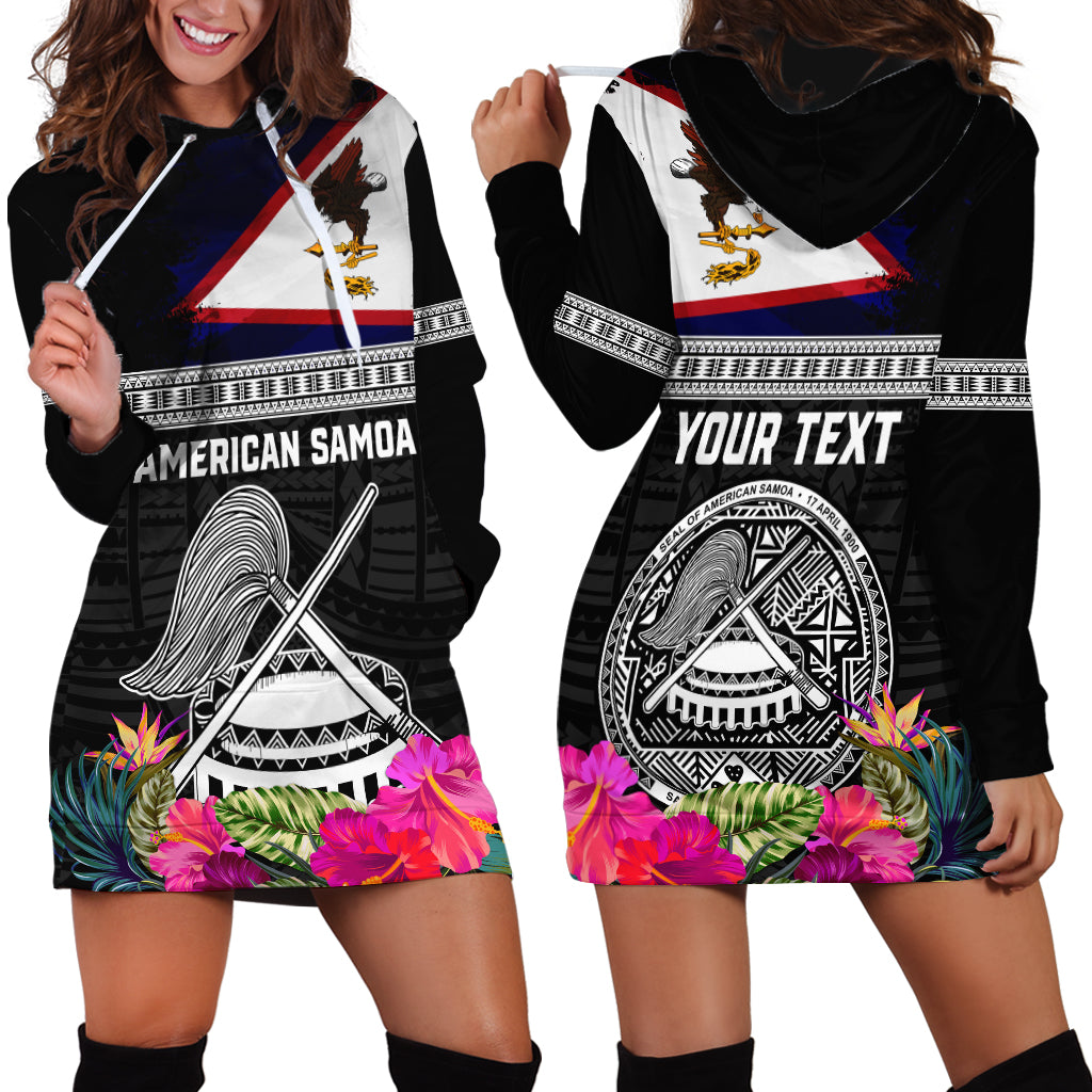 Personalized American Samoa Flag Day Hoodie Dress Tanoa and Fue mix Hibiscus Flower Polynesian Pattern LT03 - Polynesian Pride