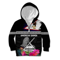 Personalized American Samoa Flag Day Kid Hoodie Tanoa and Fue mix Hibiscus Flower Polynesian Pattern