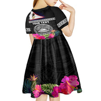 Personalized American Samoa Flag Day Kid Short Sleeve Dress Tanoa and Fue mix Hibiscus Flower Polynesian Pattern LT03 - Polynesian Pride