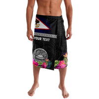 Personalized American Samoa Flag Day Lavalava Tanoa and Fue mix Hibiscus Flower Polynesian Pattern LT03 Black - Polynesian Pride
