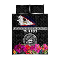 Personalized American Samoa Flag Day Quilt Bed Set Tanoa and Fue mix Hibiscus Flower Polynesian Pattern LT03 - Polynesian Pride