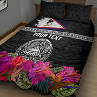 Personalized American Samoa Flag Day Quilt Bed Set Tanoa and Fue mix Hibiscus Flower Polynesian Pattern LT03 - Polynesian Pride