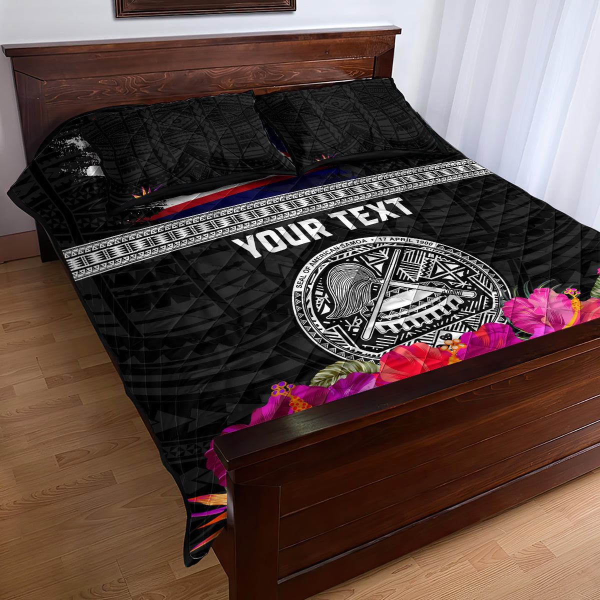 Personalized American Samoa Flag Day Quilt Bed Set Tanoa and Fue mix Hibiscus Flower Polynesian Pattern LT03 - Polynesian Pride