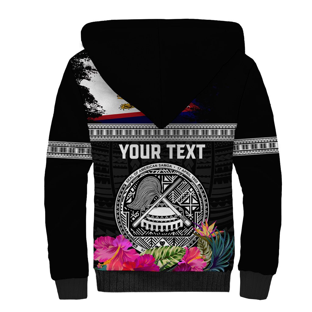 Personalized American Samoa Flag Day Sherpa Hoodie Tanoa and Fue mix Hibiscus Flower Polynesian Pattern LT03 - Polynesian Pride