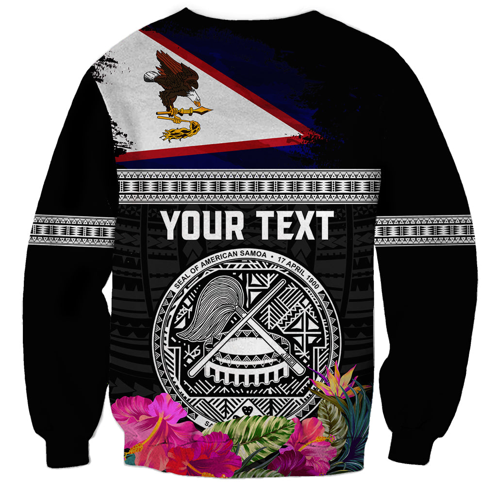 Personalized American Samoa Flag Day Sweatshirt Tanoa and Fue mix Hibiscus Flower Polynesian Pattern LT03 - Polynesian Pride