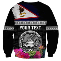 Personalized American Samoa Flag Day Sweatshirt Tanoa and Fue mix Hibiscus Flower Polynesian Pattern LT03 - Polynesian Pride