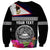 Personalized American Samoa Flag Day Sweatshirt Tanoa and Fue mix Hibiscus Flower Polynesian Pattern