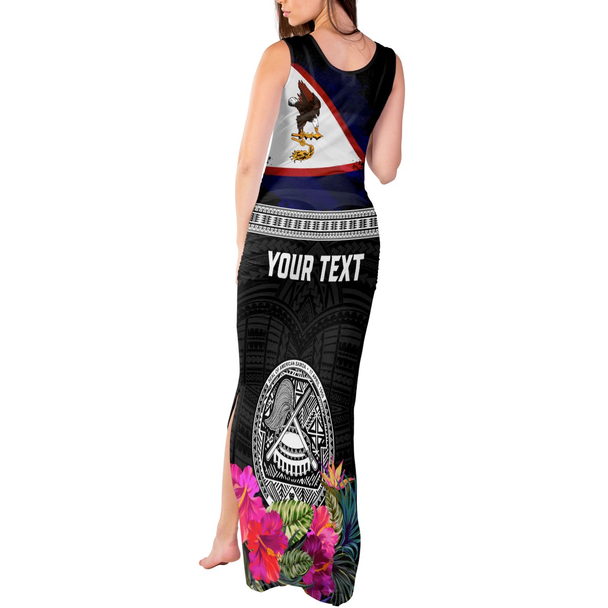 Personalized American Samoa Flag Day Tank Maxi Dress Tanoa and Fue mix Hibiscus Flower Polynesian Pattern LT03 - Polynesian Pride