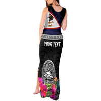 Personalized American Samoa Flag Day Tank Maxi Dress Tanoa and Fue mix Hibiscus Flower Polynesian Pattern LT03 - Polynesian Pride