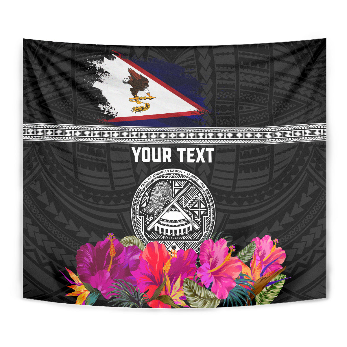 Personalized American Samoa Flag Day Tapestry Tanoa and Fue mix Hibiscus Flower Polynesian Pattern LT03 - Polynesian Pride