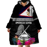 Personalized American Samoa Flag Day Wearable Blanket Hoodie Tanoa and Fue mix Hibiscus Flower Polynesian Pattern LT03 - Polynesian Pride