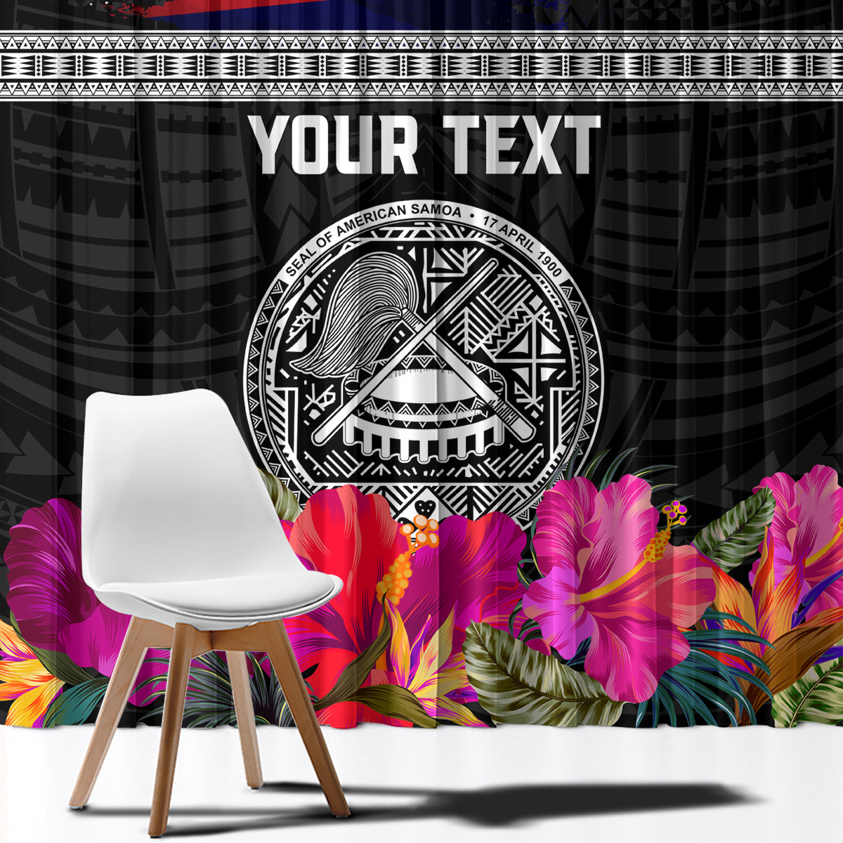 Personalized American Samoa Flag Day Window Curtain Tanoa and Fue mix Hibiscus Flower Polynesian Pattern LT03 - Polynesian Pride