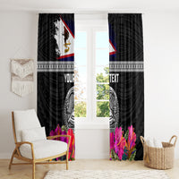 Personalized American Samoa Flag Day Window Curtain Tanoa and Fue mix Hibiscus Flower Polynesian Pattern LT03 - Polynesian Pride