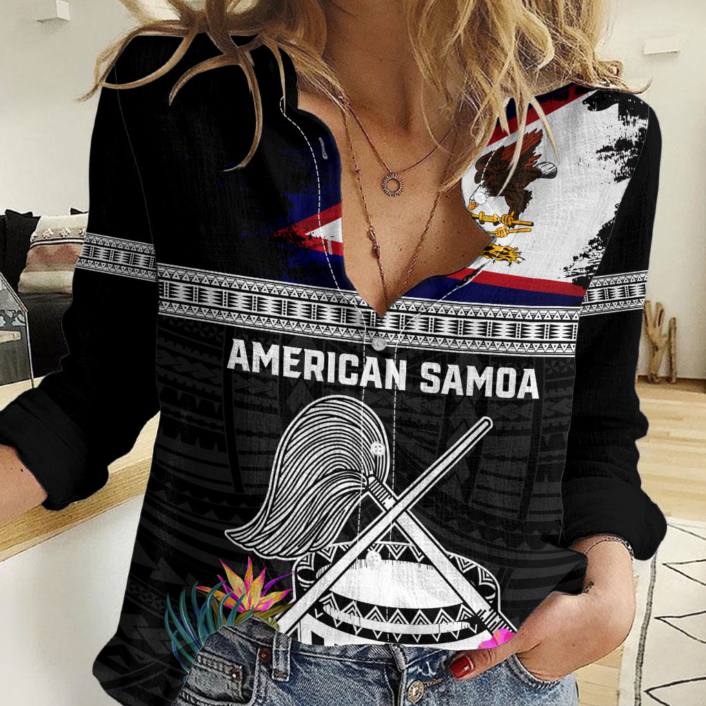 Personalized American Samoa Flag Day Women Casual Shirt Tanoa and Fue mix Hibiscus Flower Polynesian Pattern