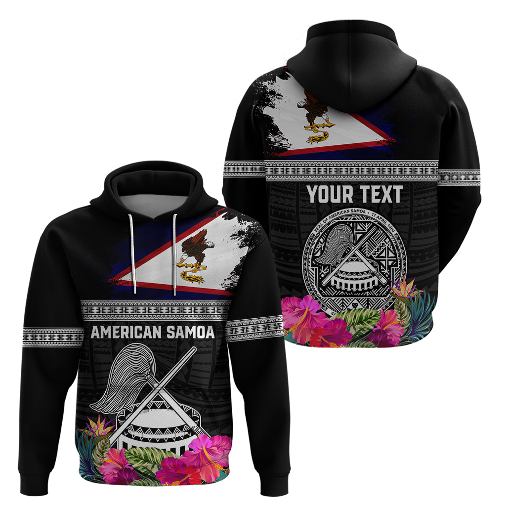 Personalized American Samoa Flag Day Zip Hoodie Tanoa and Fue mix Hibiscus Flower Polynesian Pattern