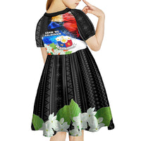 Philippines Independence Day Kid Short Sleeve Dress Philippines Eagle and Sampaguita Jasmine Yakan Tribal LT03 - Polynesian Pride