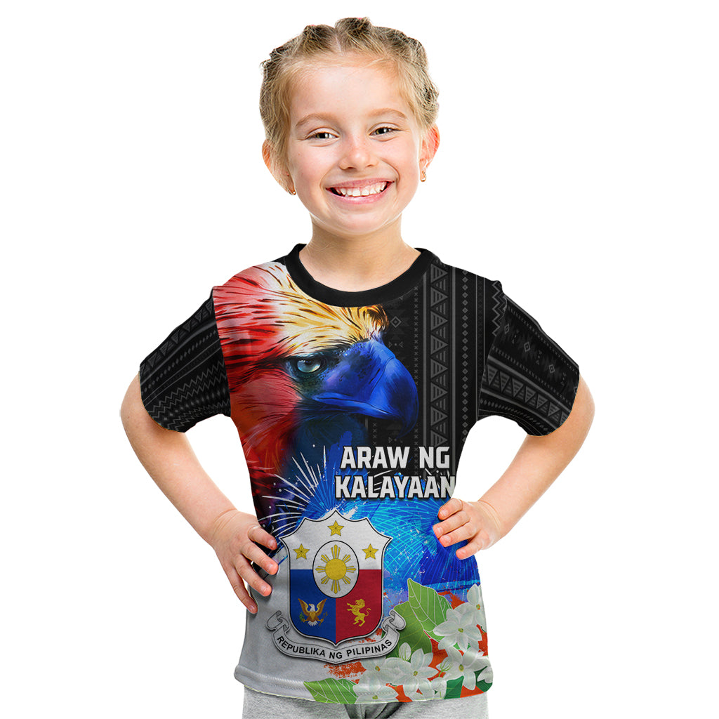 Philippines Independence Day Kid T Shirt Philippines Eagle and Sampaguita Jasmine Yakan Tribal
