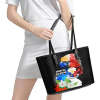 Philippines Independence Day Leather Tote Bag Philippines Eagle and Sampaguita Jasmine Yakan Tribal