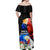 Philippines Independence Day Off Shoulder Maxi Dress Philippines Eagle and Sampaguita Jasmine Yakan Tribal