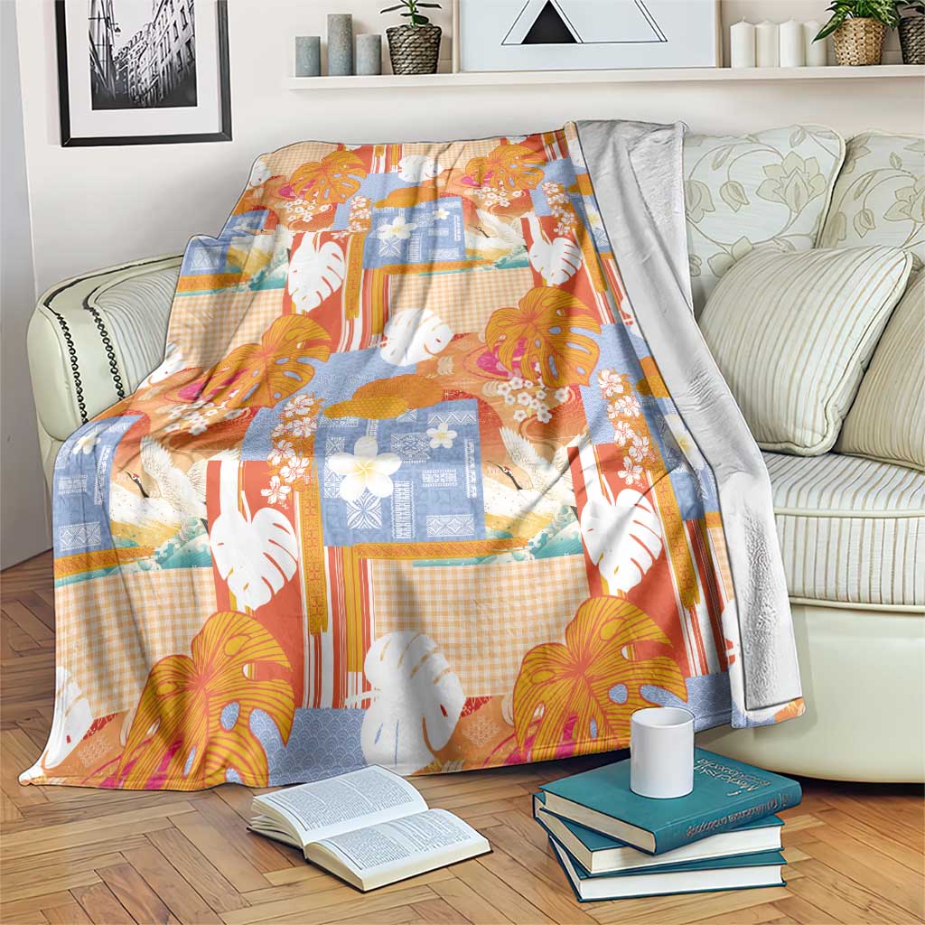 Hawaiian and Japanese Culture Together Blanket Palaka Japanese Art and Tropical Motif Tribal Patchwork LT03 Multicolor - Polynesian Pride