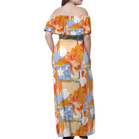 Hawaiian and Japanese Culture Together Family Matching Off Shoulder Maxi Dress and Hawaiian Shirt Palaka Japanese Art and Tropical Motif Tribal Patchwork