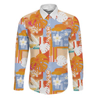 Hawaiian and Japanese Culture Together Family Matching Short Sleeve Bodycon Dress and Hawaiian Shirt Palaka Japanese Art and Tropical Motif Tribal Patchwork