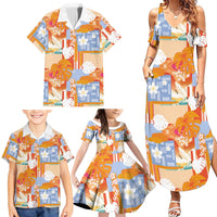 Hawaiian and Japanese Culture Together Family Matching Summer Maxi Dress and Hawaiian Shirt Palaka Japanese Art and Tropical Motif Tribal Patchwork