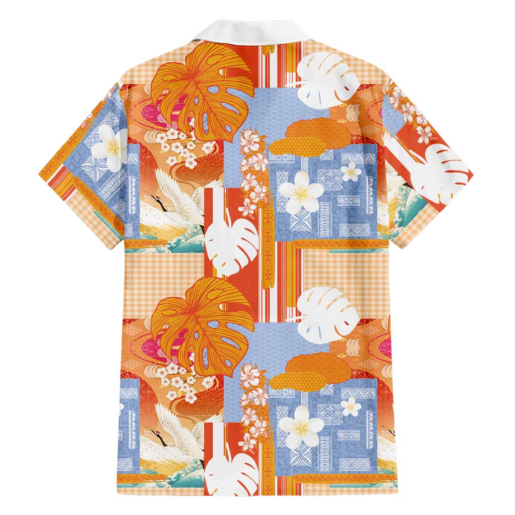 Hawaiian and Japanese Culture Together Family Matching Tank Maxi Dress and Hawaiian Shirt Palaka Japanese Art and Tropical Motif Tribal Patchwork