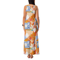 Hawaiian and Japanese Culture Together Family Matching Tank Maxi Dress and Hawaiian Shirt Palaka Japanese Art and Tropical Motif Tribal Patchwork
