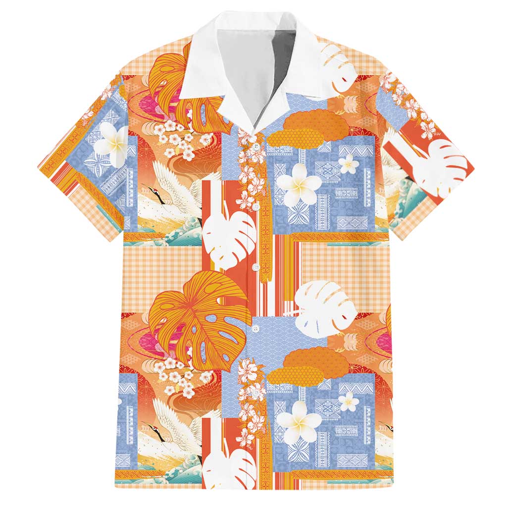 Hawaiian and Japanese Culture Together Hawaiian Shirt Palaka Japanese Art and Tropical Motif Tribal Patchwork